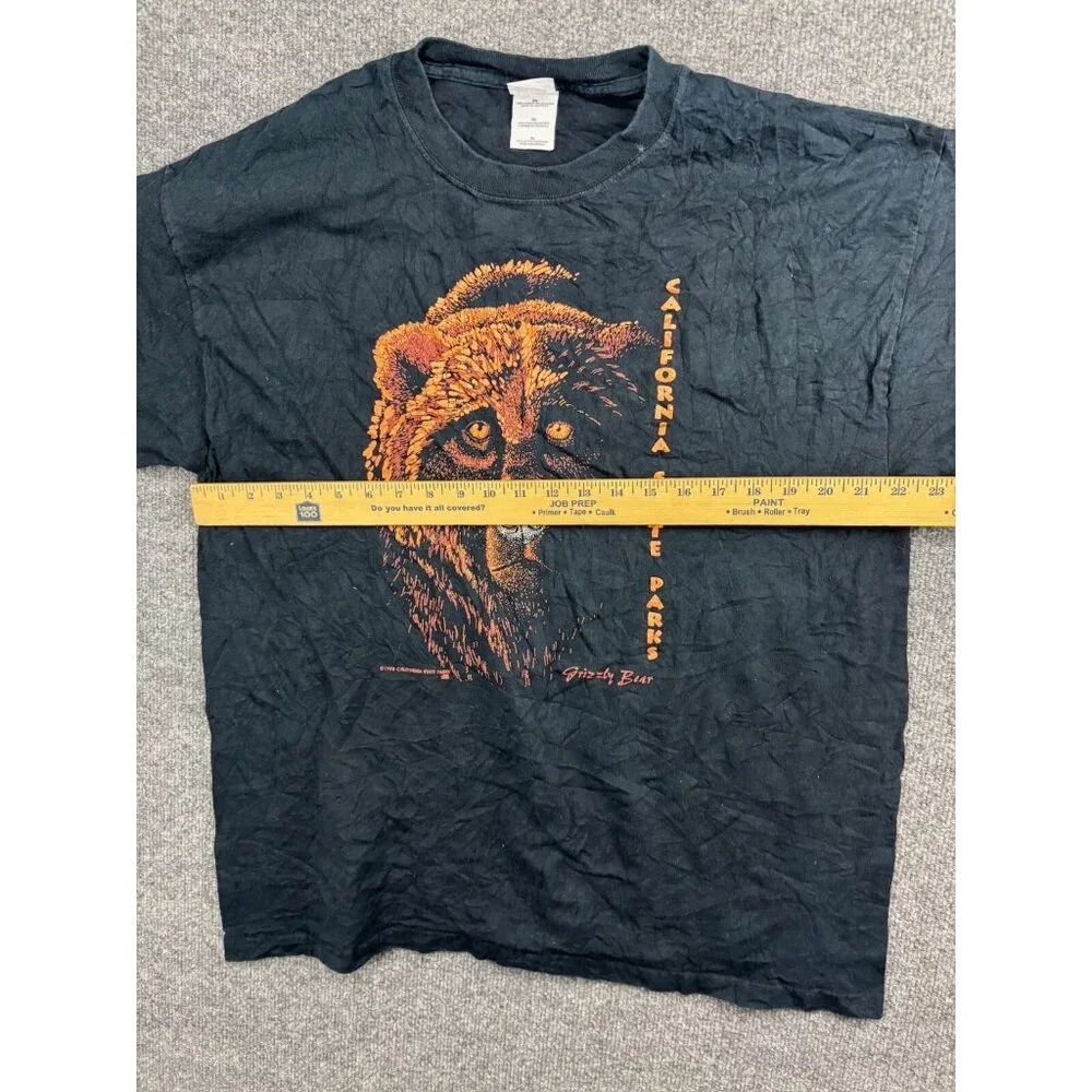 VNTG Gildan California State Park Shirt Men's XL Black Heavyweight Grizzly Bear‎